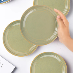 Dinner Plate Rim 10" Pistachio Green - 4 PC Porcelain High Quality