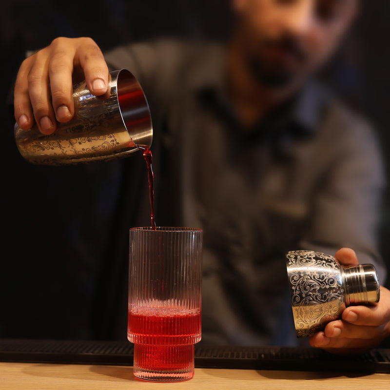American Cobbler Shaker Mirror Etched | Cocktail Shaker | Professional Bartender | 550 ML