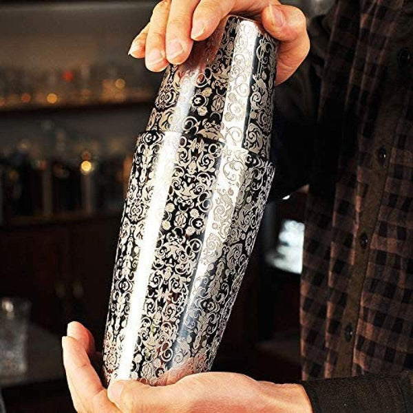 Fine Leaf Engraved Boston Shaker 750 ML | Cocktail Shaker