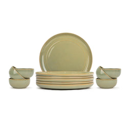 12-Piece Pistachio Green Dinner Set | Elegant Crockery Set for Dining Table