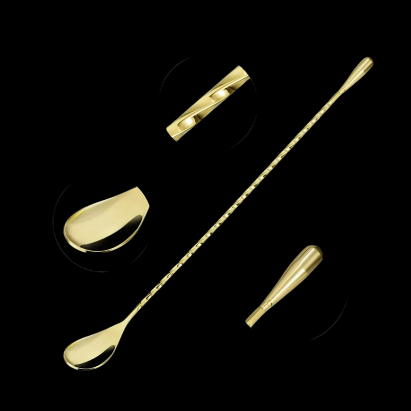 Gold Tear Drop Bar Spoon  (40 cm) - Premium Cocktail Spoon for Bars and Home Use